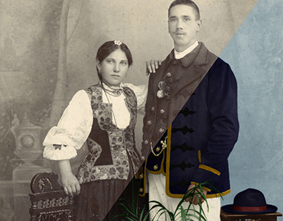 Young Romanian couple photo colorization (1900s)