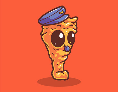 illustration of a fried chicken being a policeman