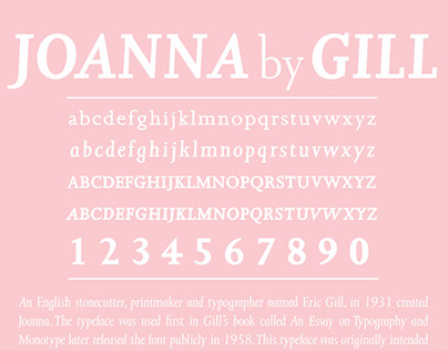 typeface poster: joanna by eric gill