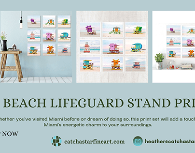 Miami Beach Lifeguard Stand Print Set