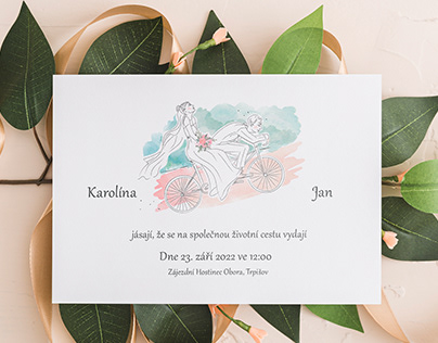 Wedding Invitation for a Czech cycling couple