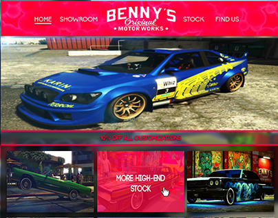 GTA V Benny's Showroom Website Design