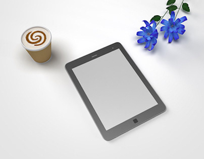 3D Tablet with cappuccino