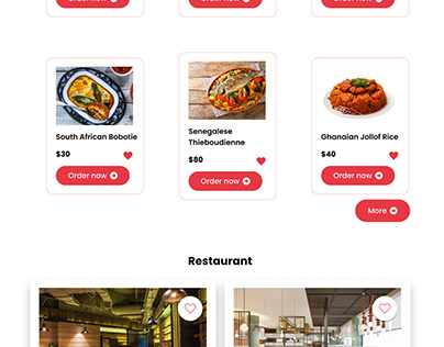 Food website User Interface