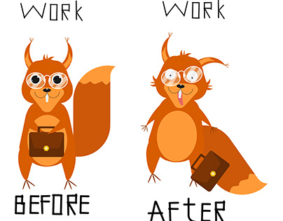 Joking squirrel illustration. A joke about work.