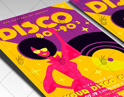 Disco 80s-90s - Club Flyer PSD Template