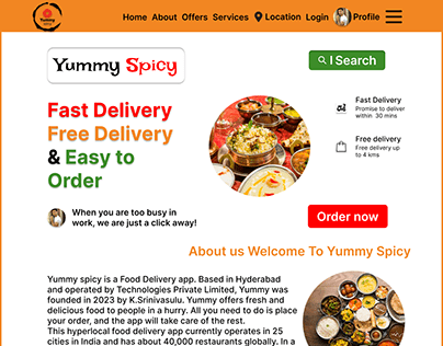 Food delivery app website design