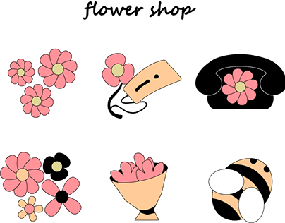 flower shop icons and mokups