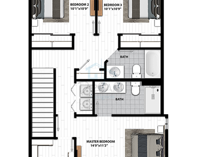 Render Floor Plan with White Flooring
