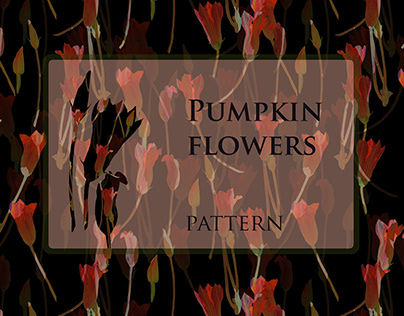 Pumpkin flowers. Seamless pattern