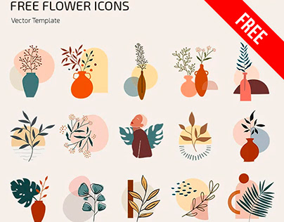 Free Flower Icons Template IN PSD + Vector