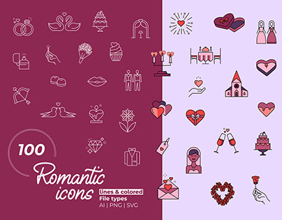 Romantic icon set