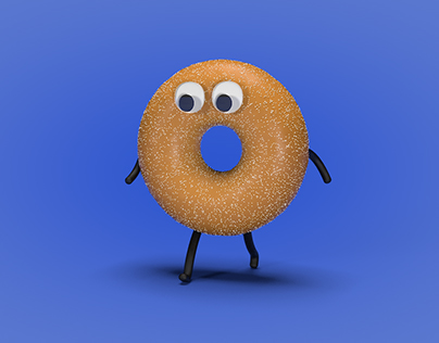 Cinema 4d practice - Googly eyed walking donut