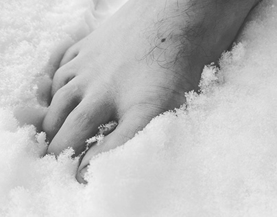 barefoot in the snow