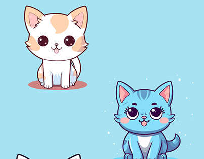 Free Vector Happy White Kitten with Blue Eyes For You