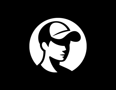 Boy with cap logo design negative space