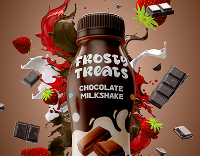 Frosty Treats Logo, Milkshake Brand, Brand Identity