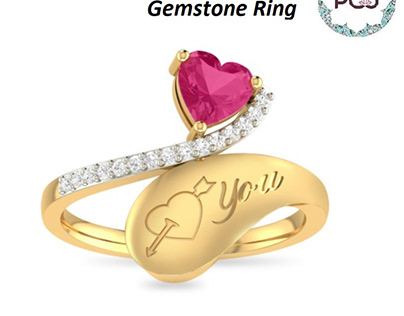 Stylish Cupid Diamond & Gemstone Ring By PC Jeweller