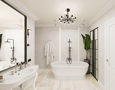 Visualization of the bathroom in a classic modern style
