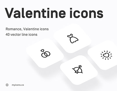 Valentine’s Day vector line icons