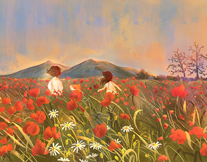 Flower Field Scenery | Illustration