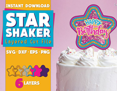 Star Shaker for Cake Toppers in SVG, DXF, EPS and PNG