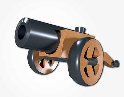 Low Poly Cartoon Cannon 3D Model