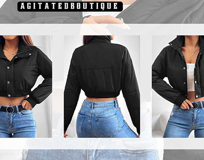 Social Media post Winter coat selling: agitatedboutique