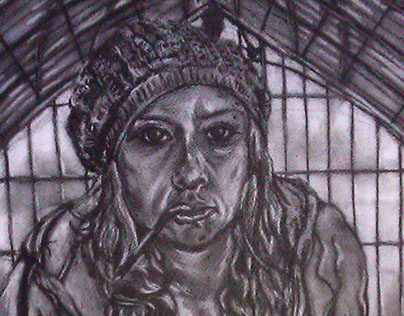 Self-Portrait, 2011. Charcoal.