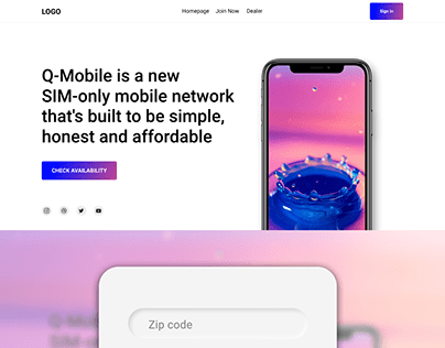 Landing page for mobile network