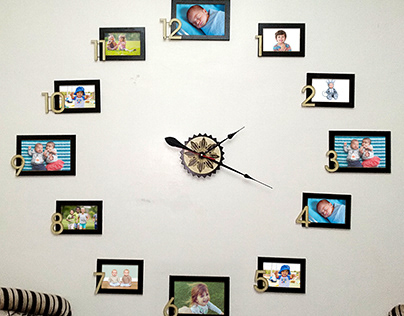 Handmade Photo-frames Wall Clock By Photoshop!