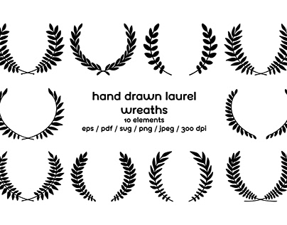 Hand drawn laurel wreaths
