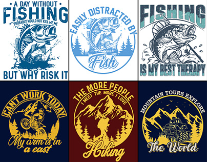 fishing hiking mountain T-shirt design