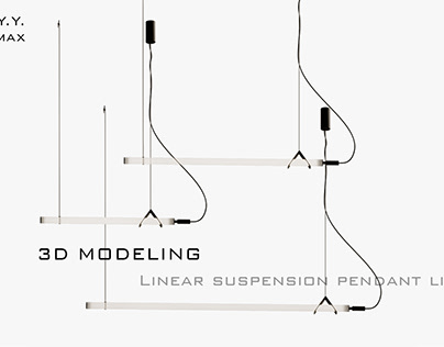 3d modeling linear suspension pendant light
