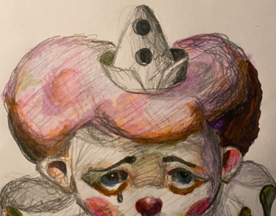 Drawing, marker, drawing, paper,clown, sketch, color