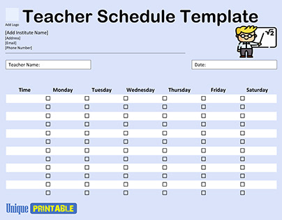 Teacher Schedule Templates