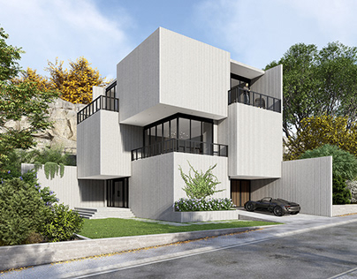 Project thumbnail - 3D Visualization: White block house