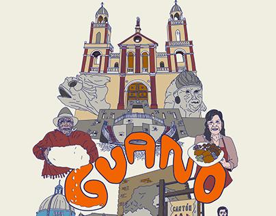 Ilustración cantón GUANO. Pueblo mágico del Ecuador.