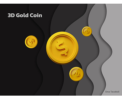 3D Gold Dollar Coin