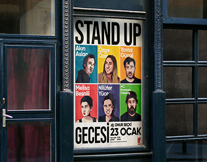 stand up night poster for 6 comedians