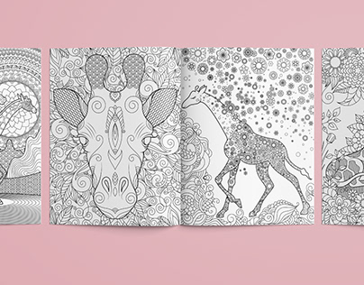 Cute Giraffes- Zentangle Coloring Book for Children