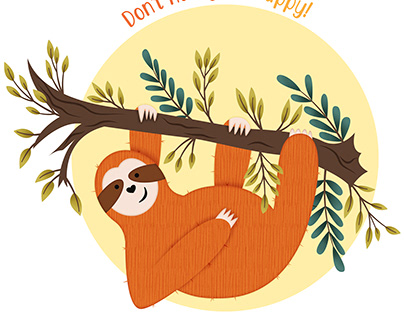 Happy sloth illustration