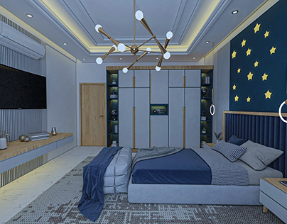 تصميم غرفة نوم طفل سنه 12 عام في مدينة غزة