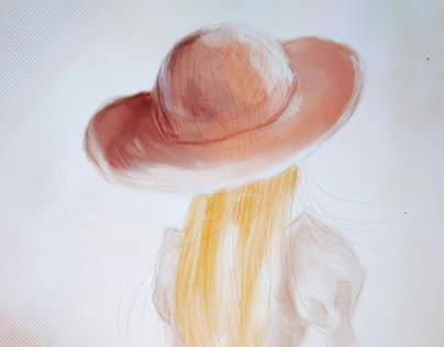 A girl with brown hat