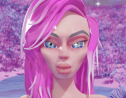 Pink Sparkly Portrait with Geo Nodes