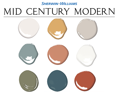 Mid Century modern Home Paint Palette, Sherwin Williams