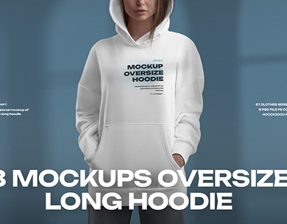 8 Mockups Woman Oversize Long Hoodies