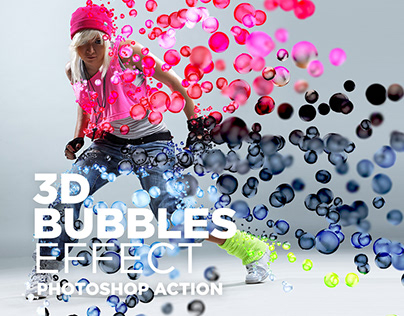 Free Actions for Photoshop 3D Bubbles Effect #3