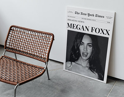Vintage Retro Megan Foxx Newspaper Digital Art