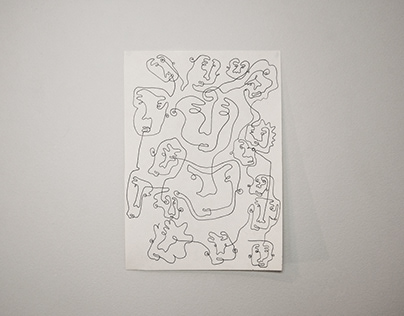 Abstract Faces Line Drawing